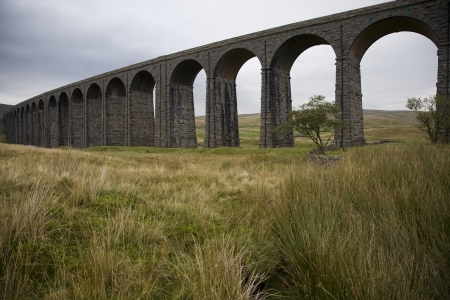 Ribblehead Viaduct River Ribble Yorkshire Dales Yorkshire Englandの写真素材