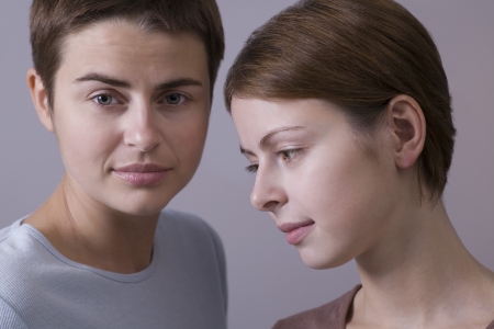 Portrait of two sisters の写真素材