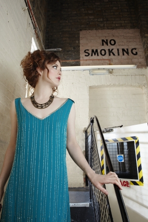 Young woman backstageの写真素材