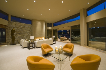 Modern armchairs in Palm Springs living interiorの写真素材