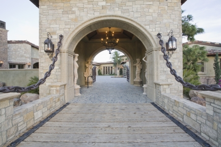 Stone gateway to Palm Springs homeの写真素材