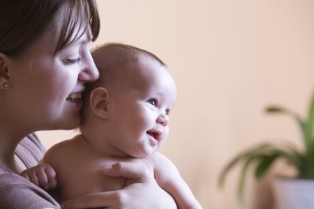 Teenage mother and childの写真素材