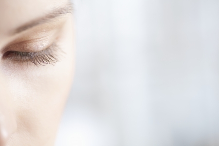 Gold eye shadow on caucasian womanの写真素材