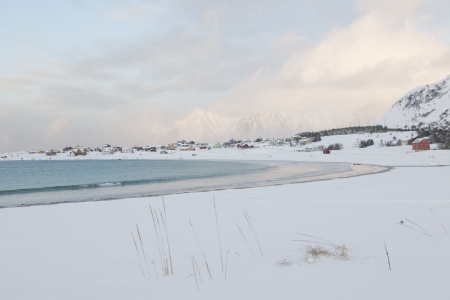 Bay on Moskensoy on the Loftofen Islands Norwayの写真素材