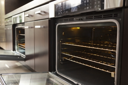Open oven in industrial kitchenの写真素材