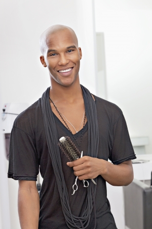 Portrait of hairdresser smilingの写真素材