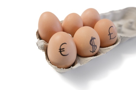 Eggs with currency symbols on itの写真素材