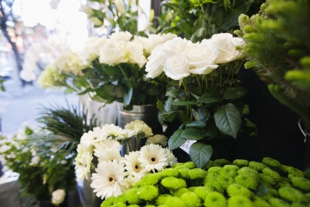 Bunch of fresh flowers at florist shopの写真素材