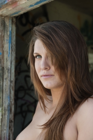 Beautiful young woman looking awayの写真素材