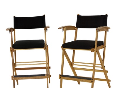 Two empty director's chair over white backgroundの写真素材