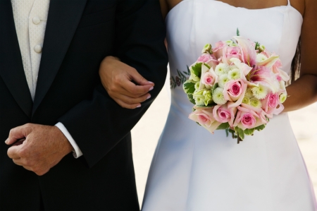 Bride and Father Arm in Armの写真素材