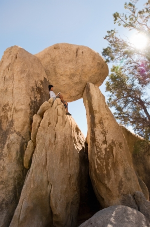 Rock formation in sunlight low angle viewの写真素材