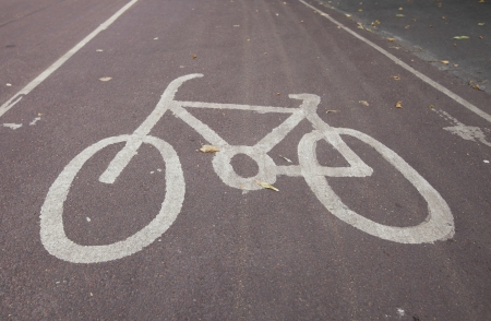 Sign of bicycle parking on streetの写真素材