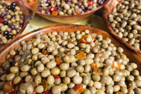 Close-up of green olive pickleの写真素材