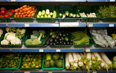 Various fresh vegetables in supermarketの写真素材