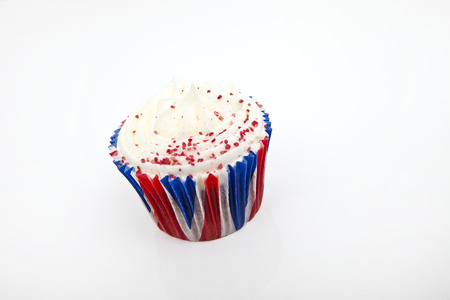 Union Jack cupcake against white backgroundの写真素材