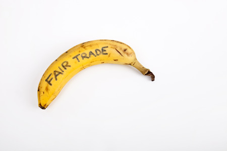 Banana against white backgroundの写真素材