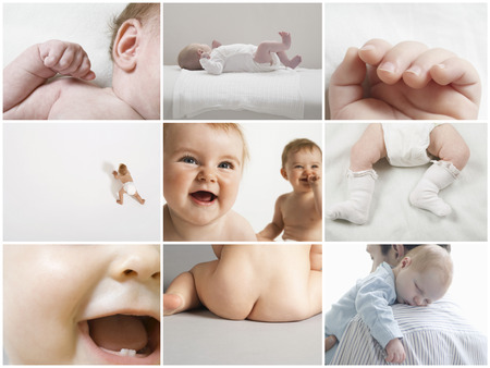 Computer imaging of baby girls and baby boysの写真素材