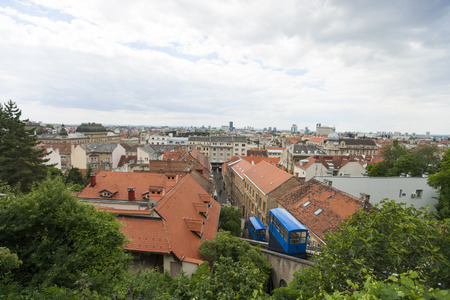 High angle view of residential district in Zagreb; Croatiaの写真素材