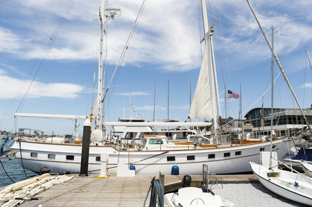 Yacht moored at dockの写真素材
