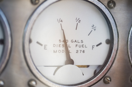 Close-up of diesel fuel gauge of yachtの写真素材