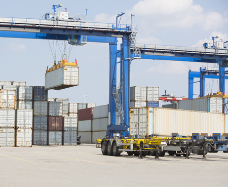 Cargo containers in shipping yard