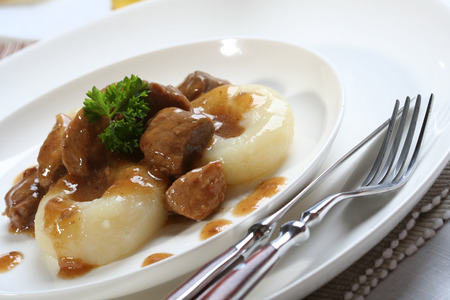 Close up of silesian dumplingsの写真素材