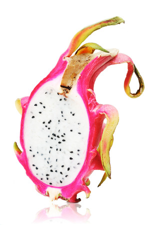 Close up of halved dragon fruitの写真素材