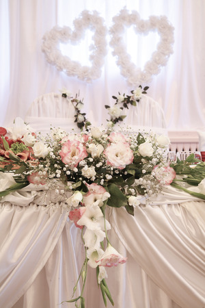 Wedding decoration with fresh flowersの写真素材