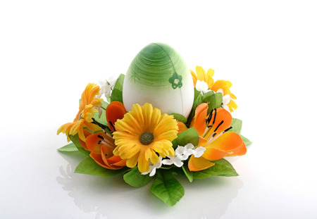 Easter egg on white backgroundの写真素材