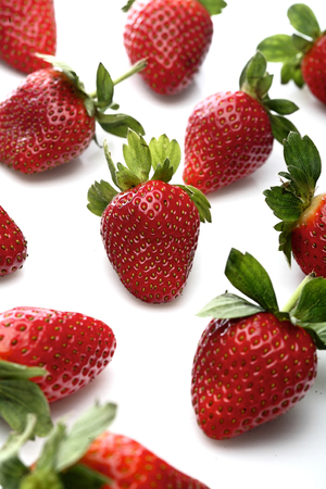 Strawbwrry on white background - close-upの写真素材