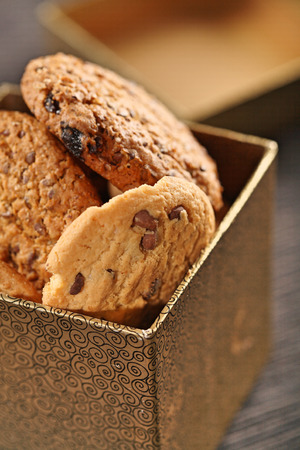 Cookies in box - close-upの写真素材