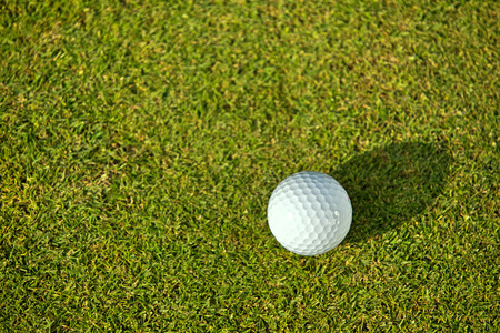 Elevated view of golf ball on grassの写真素材