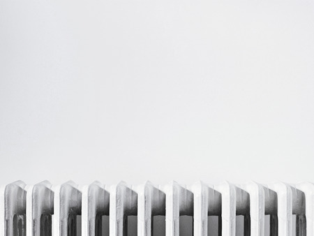 Close up of radiator against white wallの写真素材