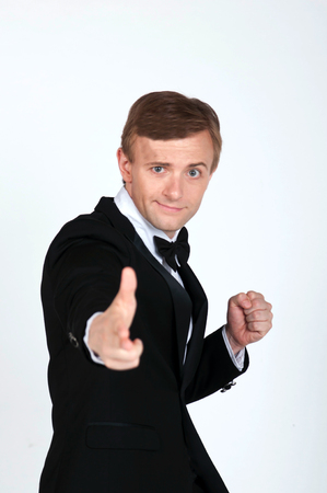 Handsome Groom joking about in Studioの写真素材