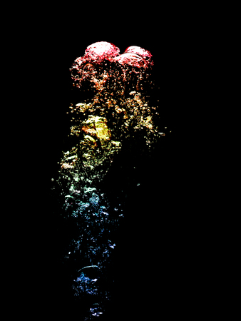 Rainbow Water bubbles on black backgroundの写真素材