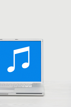 Laptop streaming musicの写真素材
