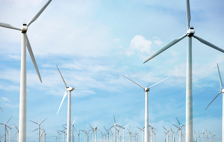 Windfarm and sunshineの写真素材