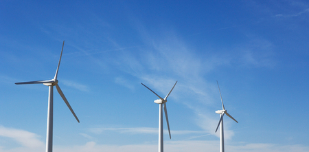 Windfarm and sunshineの写真素材