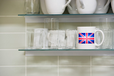 Mug on shelfの写真素材