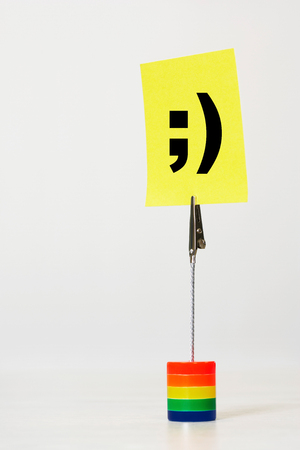Wink Smiley face icon reminder noteの写真素材