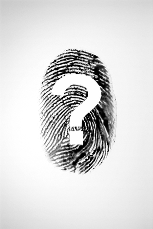 Finger print and question markの写真素材