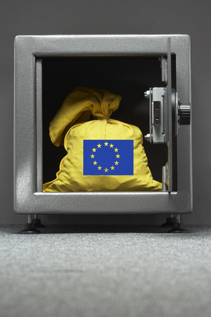 Sack with EU flag in safeの写真素材
