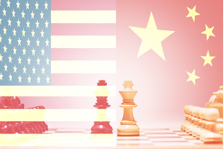 China vs USA Chess Gameの写真素材