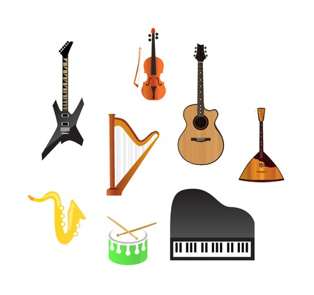 Music instruments isolated on white のイラスト素材