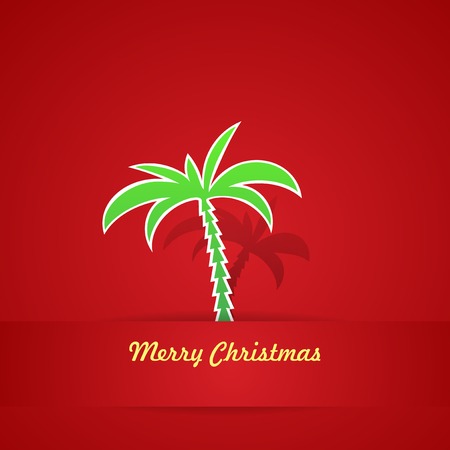 Tropical Christmas Card in red colors, Vector Illustrationのイラスト素材