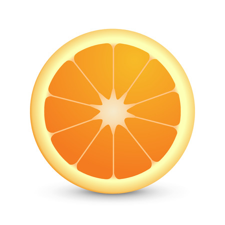 Icon of juicy orange fruit round form isolated on white background, Vector Illustrationのイラスト素材