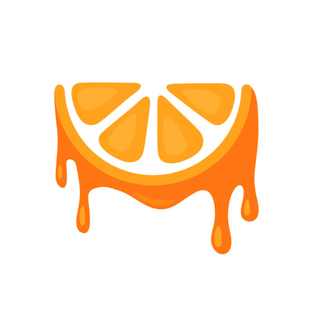 Icon of juicy orange isolated on white background, Vector Illustrationのイラスト素材