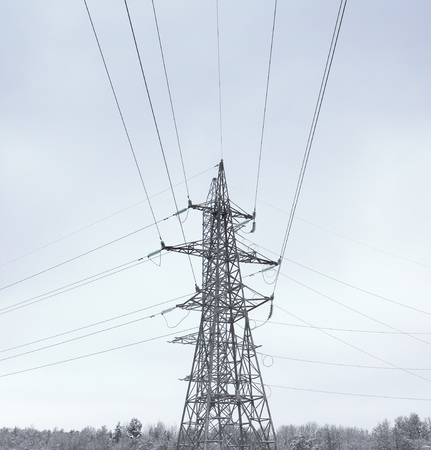 Power Tower in the Winter Day, Beautiful Landscape Illustration of Energy Industryの写真素材