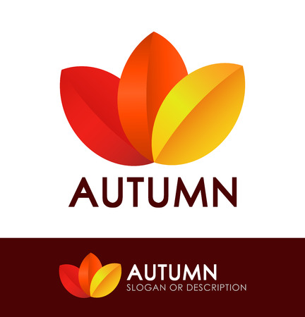 Style with Autumn Leaves isolated on white and dark background. Illustrationのイラスト素材